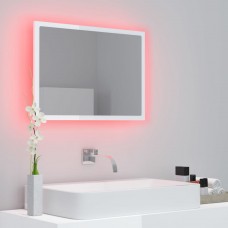 Vannasistabas spogulis, led, spīdīgi balts, 60x8,5x37cm, akrils