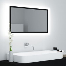 Vannasistabas spogulis, led, melns, 80x8,5x37 cm, akrils