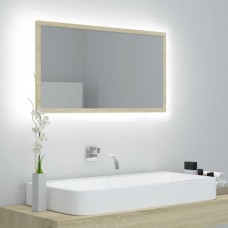 Vannasistabas spogulis, led, ozolkoka krāsā, 80x8,5x37, akrils