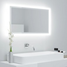 Vannasistabas spogulis, led, spīdīgi balts, 80x8,5x37cm, akrils
