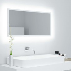 Vannasistabas spogulis, led, balts, 90x8,5x37 cm, akrils