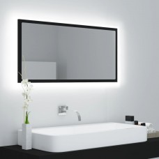 Vannasistabas spogulis, led, melns, 90x8,5x37 cm, akrils