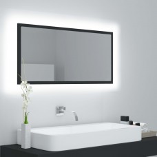 Vannasistabas spogulis, led, pelēks, 90x8,5x37 cm, akrils