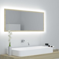 Vannasistabas spogulis, led, ozolkoka krāsā, 100x8,5x37, akrils