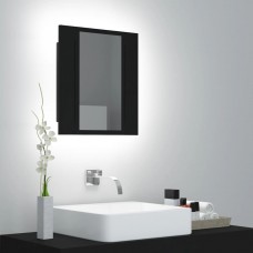 Vannasistabas spoguļskapītis ar led, melns, 40x12x45 cm, akrils