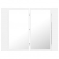 Vannasistabas spoguļskapītis ar led, balts, 60x12x45 cm, akrils