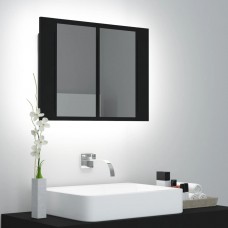 Vannasistabas spoguļskapītis ar led, melns, 60x12x45 cm, akrils