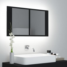 Vannasistabas spoguļskapītis ar led, melns, 80x12x45 cm, akrils