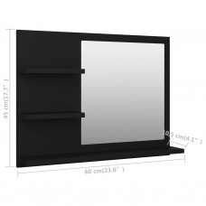 Vannasistabas spogulis, melns, 60x10,5x45 cm, skaidu plāksne