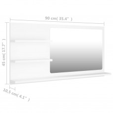 Vannasistabas spogulis, balts, 90x10,5x45 cm, skaidu plāksne
