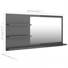 Vannasistabas spogulis, spīdīgi pelēks, 90x10,5x45 cm