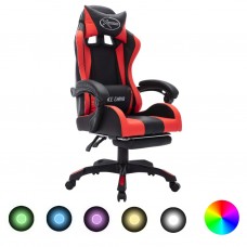Biroja krēsls, rgb led gaismas, sarkana un melna mākslīgā āda