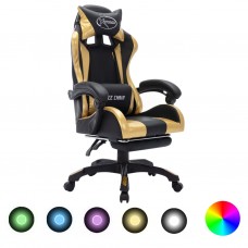 Biroja krēsls, rgb led gaismas, zelta un melna mākslīgā āda