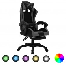 Biroja krēsls, rgb led gaismas, pelēka un melna mākslīgā āda