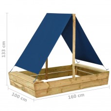 Smilšu kaste ar jumtu, 160x100x133 cm, impregnēts priedes koks