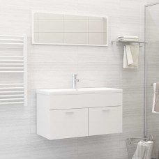 2-daļīgs vannasistabas mēbeļu komplekts, balts, skaidu plāksne