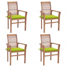 Virtuves krēsli, 4 gab., spilgti zaļi matrači, masīvs tīkkoks