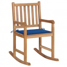 Šūpuļkrēsls ar koši zilu matraci, masīvs tīkkoks