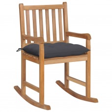 Šūpuļkrēsls ar antracītpelēku matraci, masīvs tīkkoks