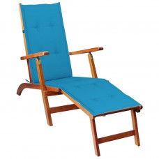 Atpūtas krēsls ar kāju balstu un matraci, akācijas masīvkoks