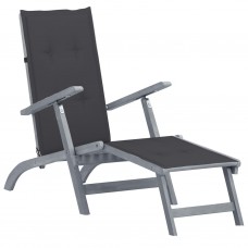 Atpūtas krēsls ar kāju balstu un matraci, akācijas masīvkoks