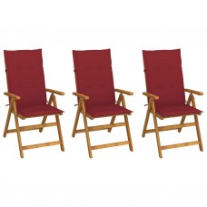 Saliekami dārza krēsli ar matračiem, 3 gab., akācijas masīvkoks