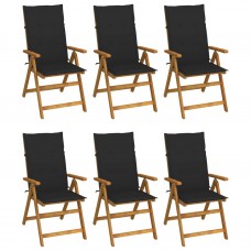 Saliekami dārza krēsli ar matračiem, 6 gab., akācijas masīvkoks