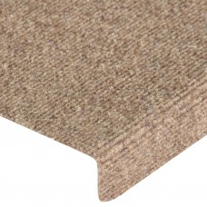 Kāpņu paklāji, 15 gab., adatu perforēti, 65x21x4 cm, krēmkrāsas