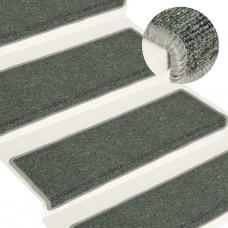 Kāpņu paklāji, 15 gab., 65x21x4 cm, zaļi