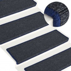 Kāpņu paklāji, 15 gab., 65x21x4 cm, pelēki un zili