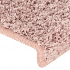 Kāpņu paklāji, 15 gab., 65x21x4 cm, balti un rozā