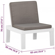 Dārza atpūtas krēsli ar matračiem, 2 gab., balta plastmasa