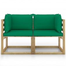 Dārza stūra dīvāni ar matračiem, 2 gab., zaļi impregnēta priede