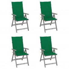 Atgāžami dārza krēsli ar matračiem, 4 gab., akācijas masīvkoks
