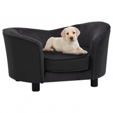 Suņu dīvāns, melns, 69x49x40 cm, plīšs, mākslīgā āda