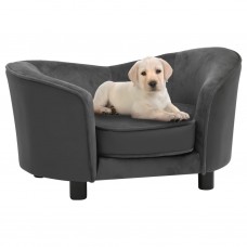 Suņu dīvāns, tumši pelēks, 69x49x40 cm, plīšs, mākslīgā āda