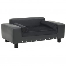 Suņu dīvāns, tumši pelēks, 81x43x31 cm, plīšs, mākslīgā āda