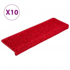 Kāpņu paklāji, 10 gab., 65x21x4 cm, sarkani