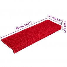 Kāpņu paklāji, 10 gab., 65x21x4 cm, sarkani