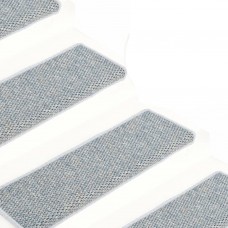Kāpņu paklāji, 15 gab., pašlīmējoši, 65x21x4 cm, zili