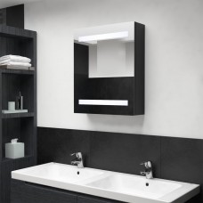 Vannasistabas skapītis ar spoguli un led, melns, 50x14x60 cm
