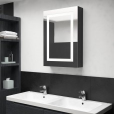 Vannasistabas skapītis ar spoguli un led, 50x13x70 cm, melns