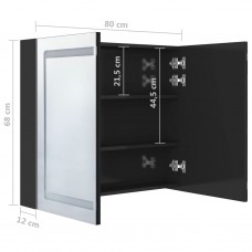 Vannasistabas skapītis ar spoguli un led, 80x12x68 cm, melns