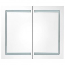 Vannasistabas skapītis ar spoguli un led, 80x12x68 cm, ozolkoka