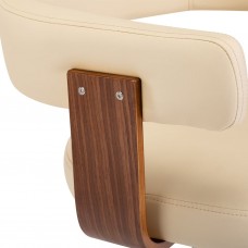 Bāra krēsli, 2 gab., izliekts koks, krēmkrāsas mākslīgā āda