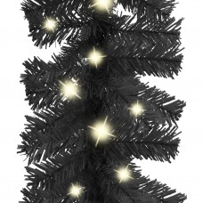 Ziemassvētku vītne ar led lampiņām, 10 m, melna