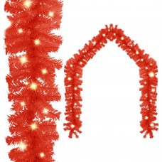 Ziemassvētku vītne ar led lampiņām, 10 m, sarkana