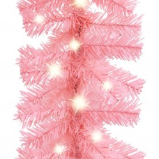 Ziemassvētku vītne ar led lampiņām, 10 m, rozā