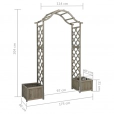 Dārza pergola ar puķu kasti, pelēka, egles masīvkoks