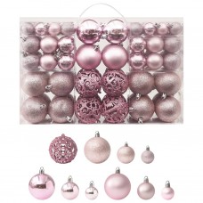 Ziemassvētku bumbas, 100 gab., rozā